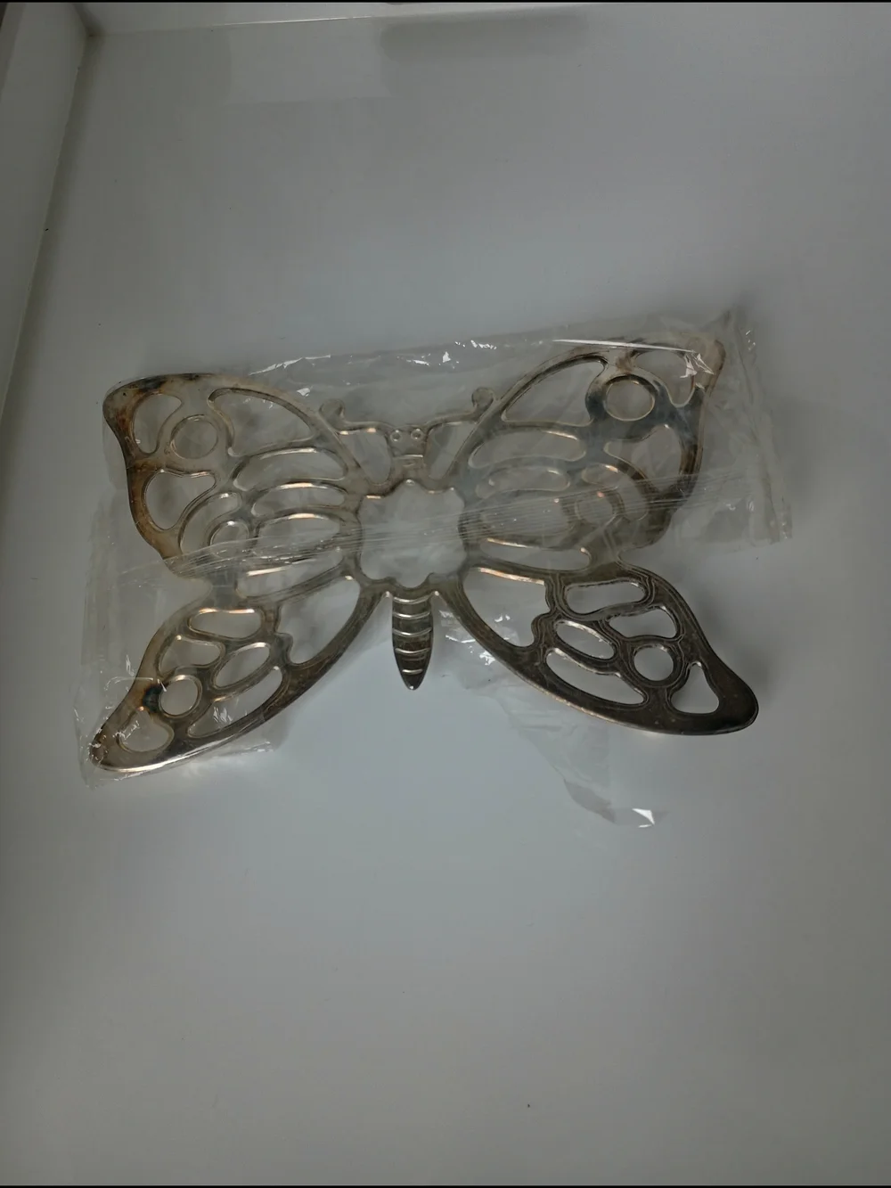 Vintage Leonard Silver Plate Butterfly Trivet - MCM Wall Decor